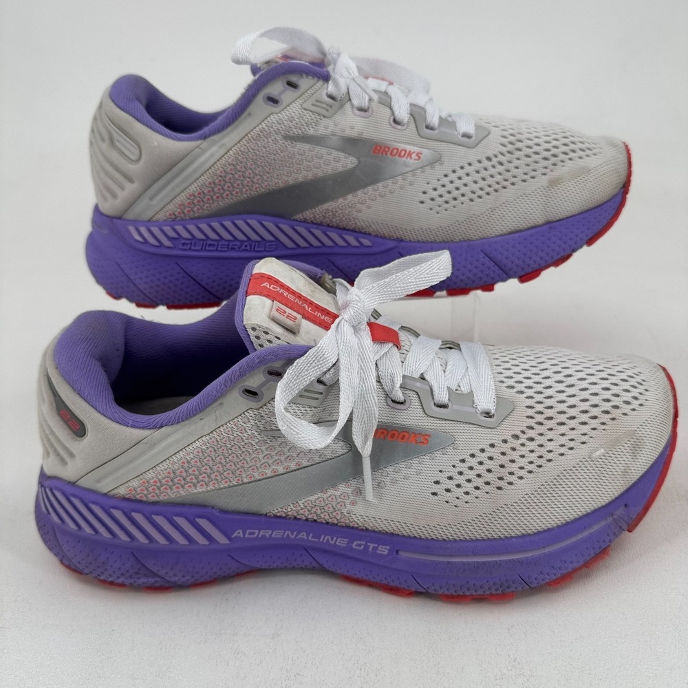Brooks Adrenaline GTS 22 Shoes WOMENS Purple Gray Lace Up Athletic Sneakers 9